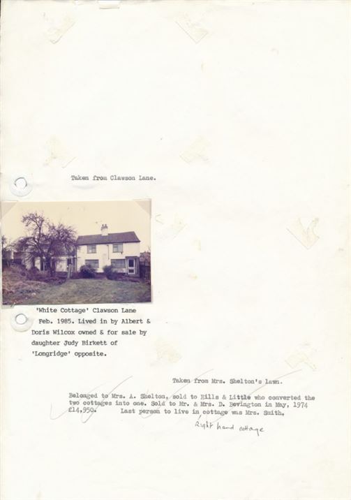 W0978 White Cottage, Clawson Lane 1985