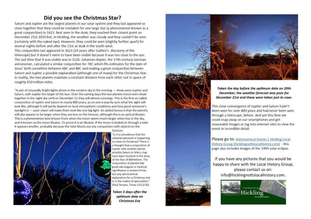 Did you see the Christmas Star (Hickling Standard Feb/March 2021)
