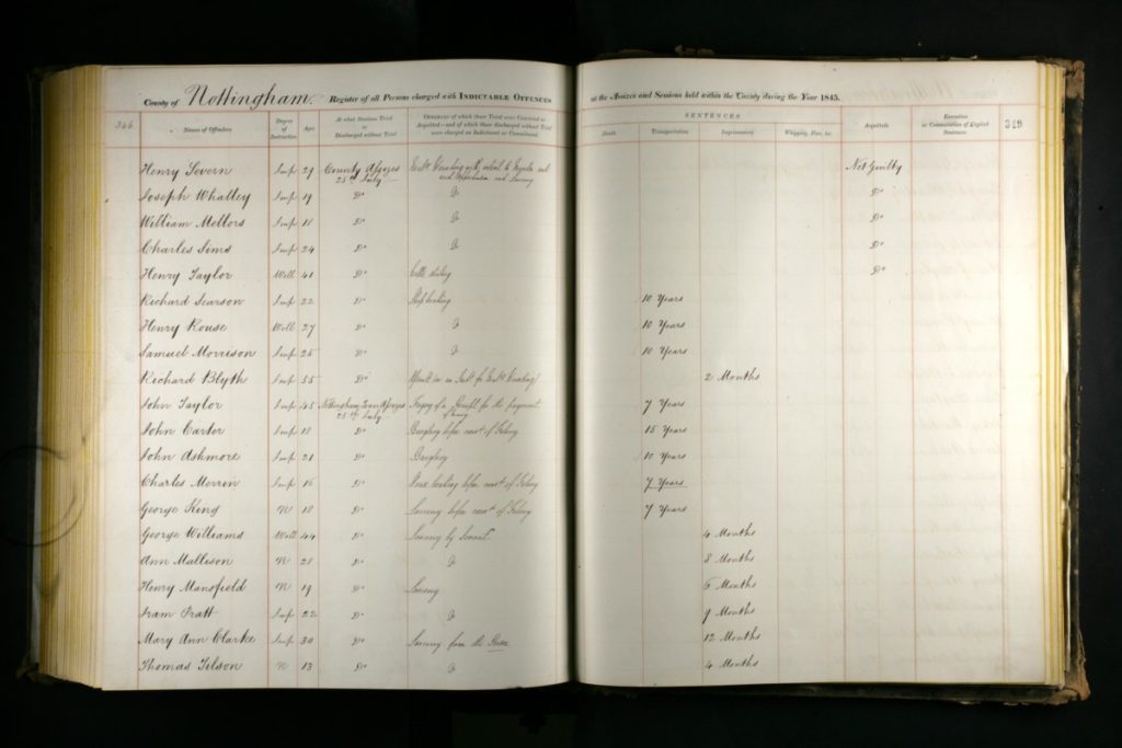 1845 prison record - Nottm