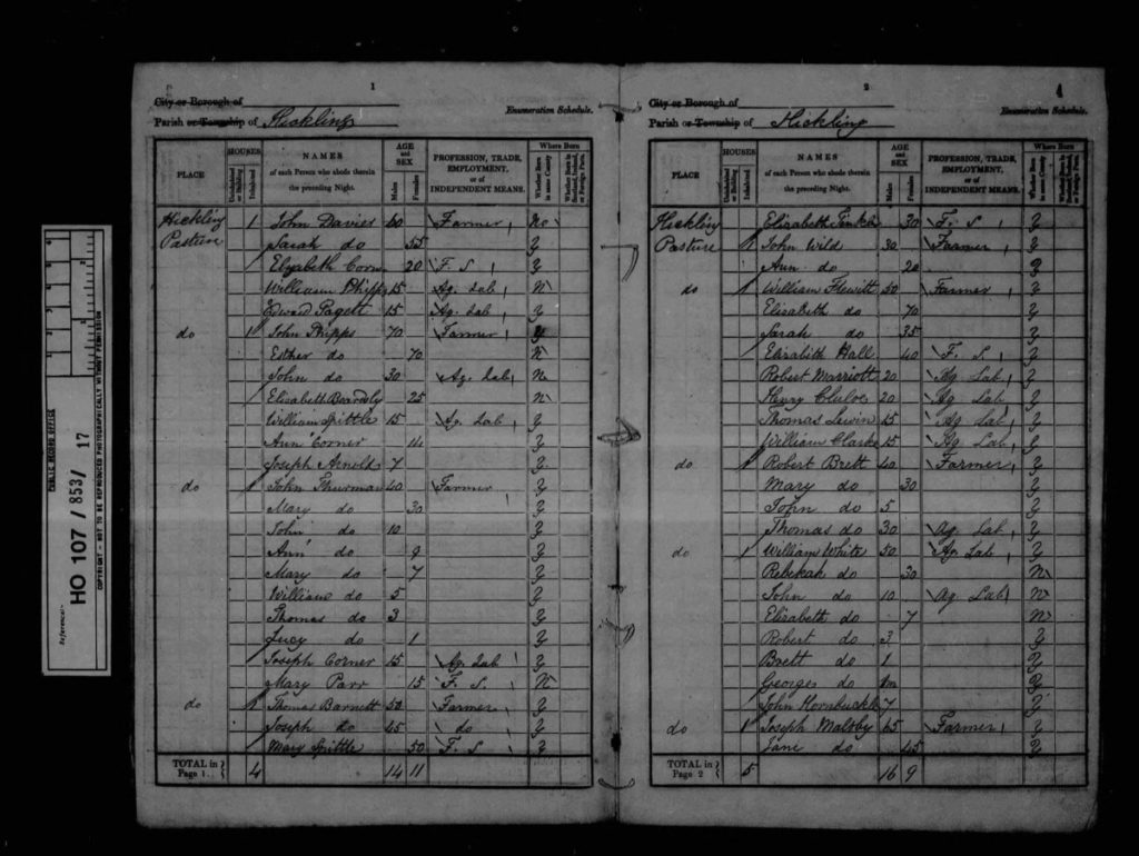 Census Hickling 1841 - first page