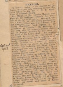 Charles Hodson death notice Grantham Journal Apr 29th 1933