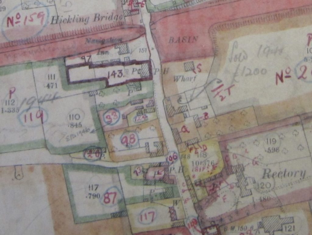 1910 Finance Act map showing Basin, Main St & Mill Lane