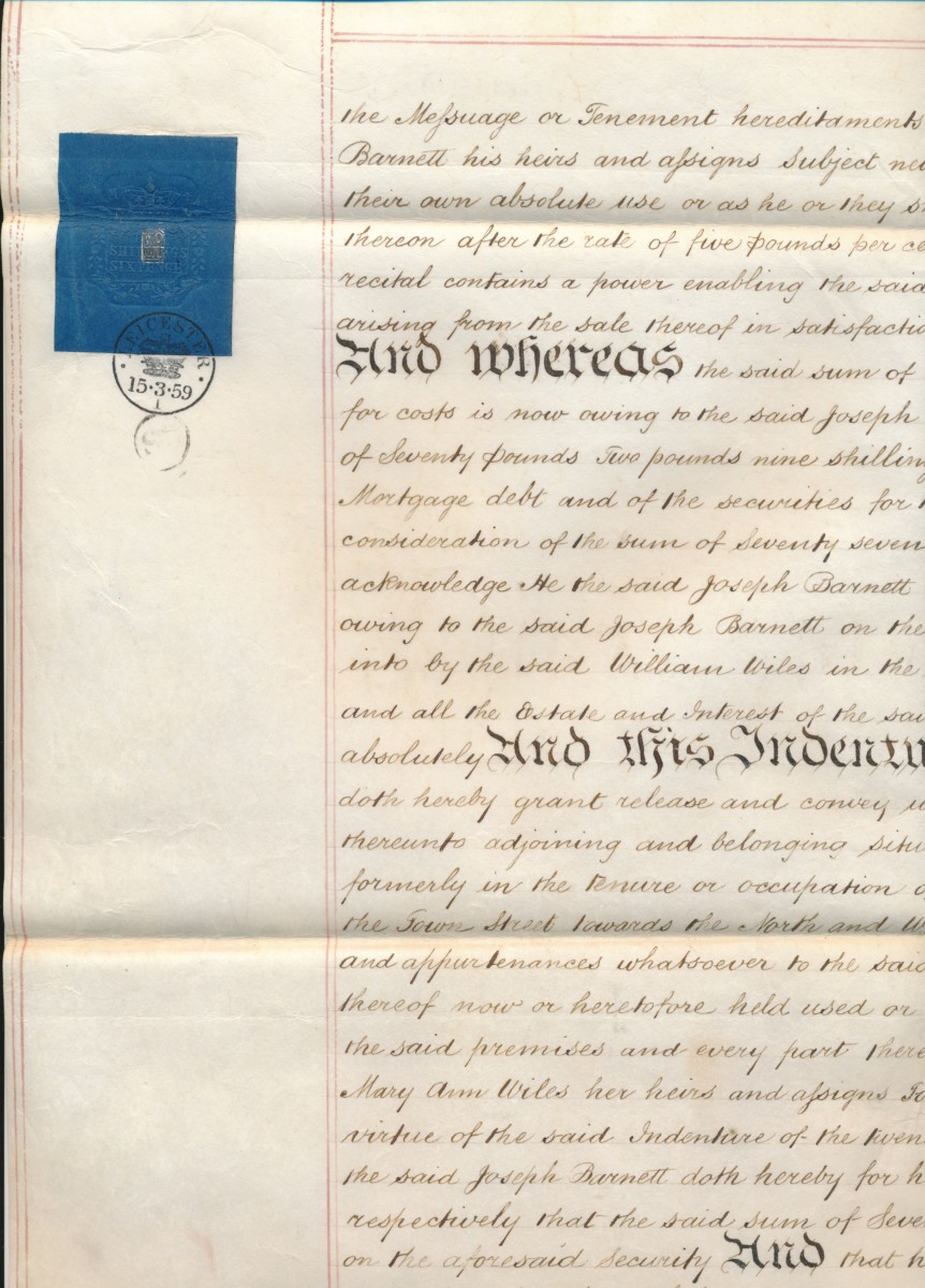 Old Mill Cottage: 1861 indenture and transfer of mortgage