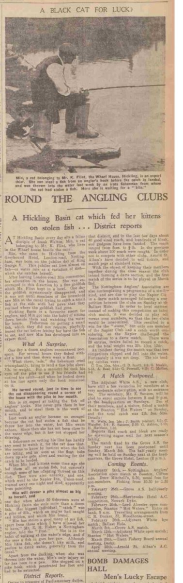 black cat for luck - Nottm Evening Post 21st Feb 1939