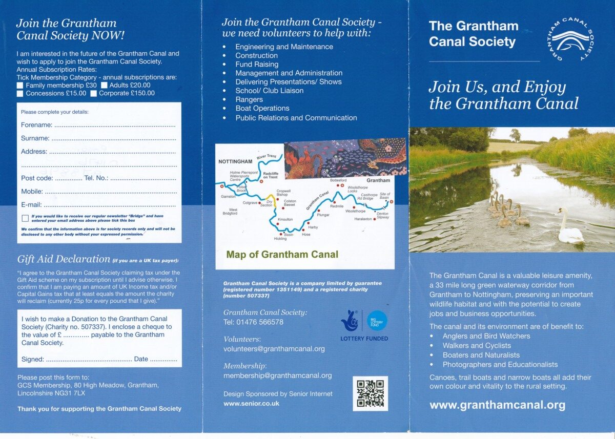 (CB) Grantham Canal Society leaflet - undated