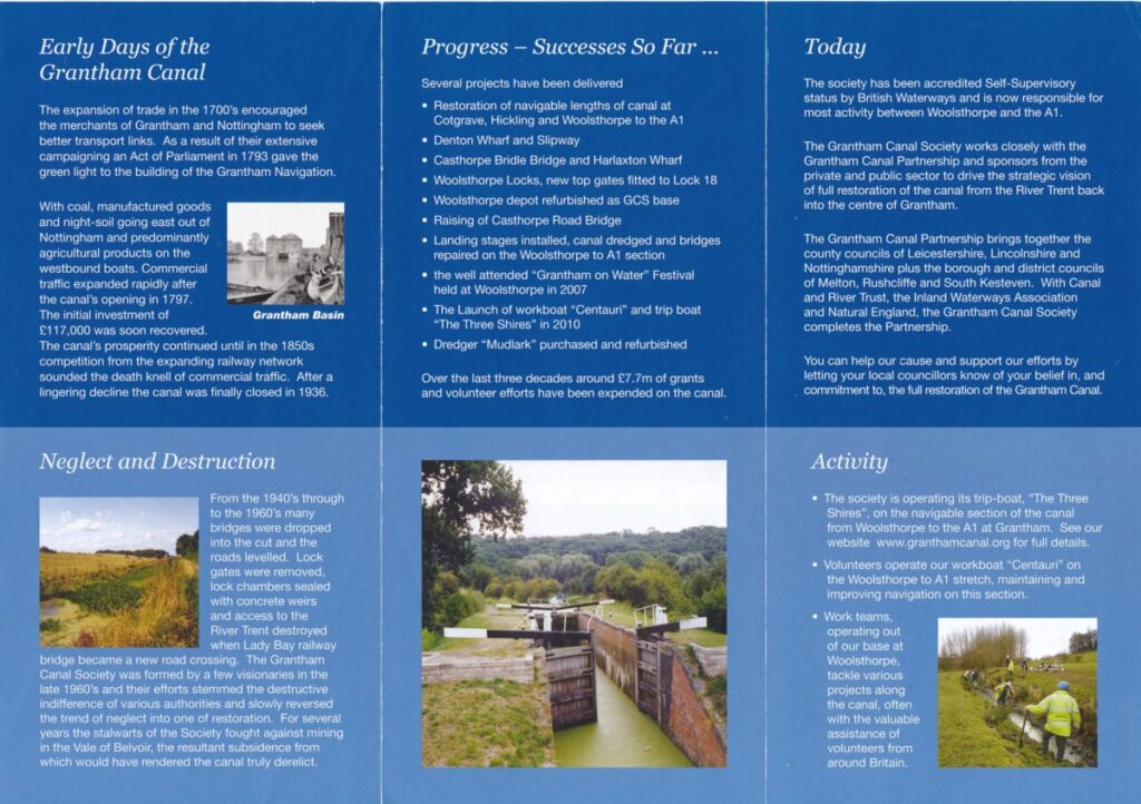 (CB) Grantham Canal Society leaflet - undated
