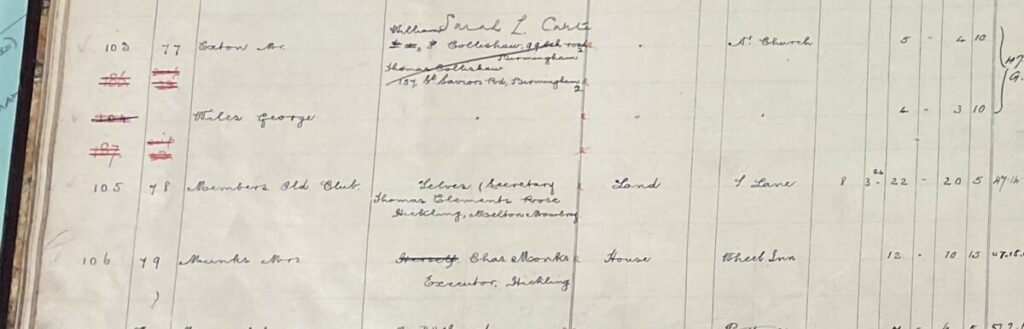 1910 Finance Act Schedule - Lot 105 - allotment gardens, Bridegate Lane