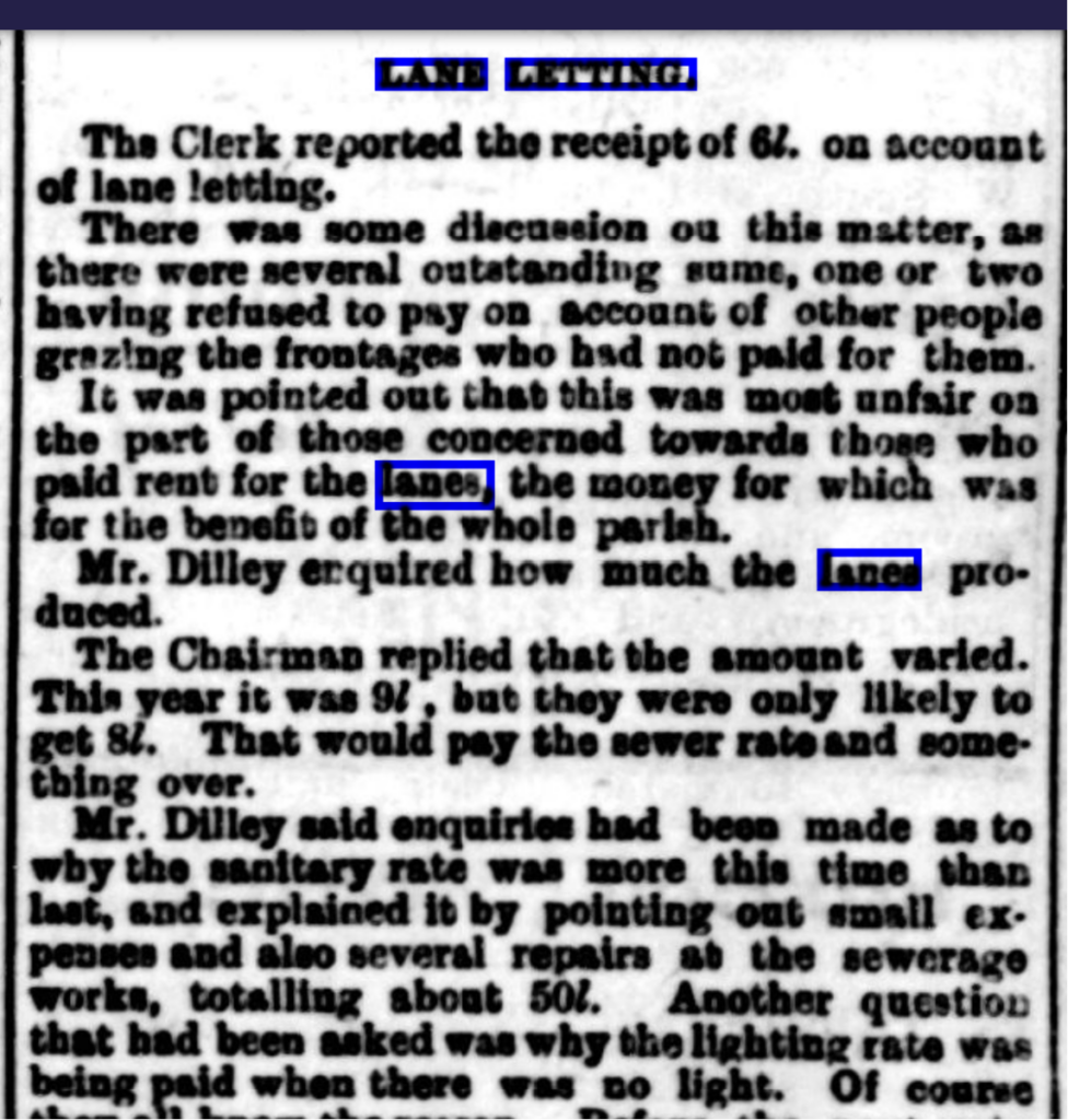 Newark Herald 22nd June 1912 Balderton Parish Council lane letting article
