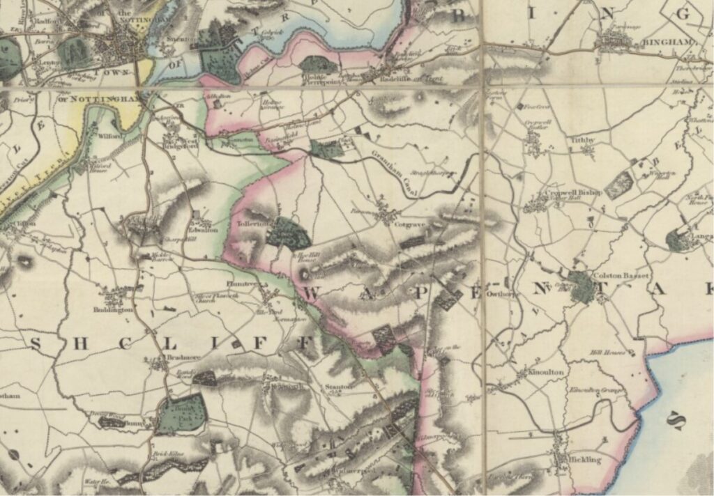 Greenwood 1826 - Nottinghamshire including the Grantham Canal
